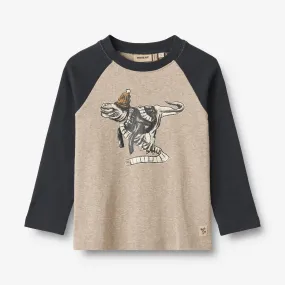 T-Shirt L/S Rolf - gravel melange