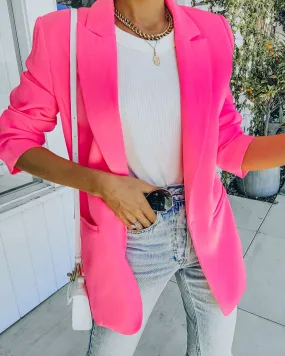 TastyHottie - Standards Pocketed Blazer - Neon Pink