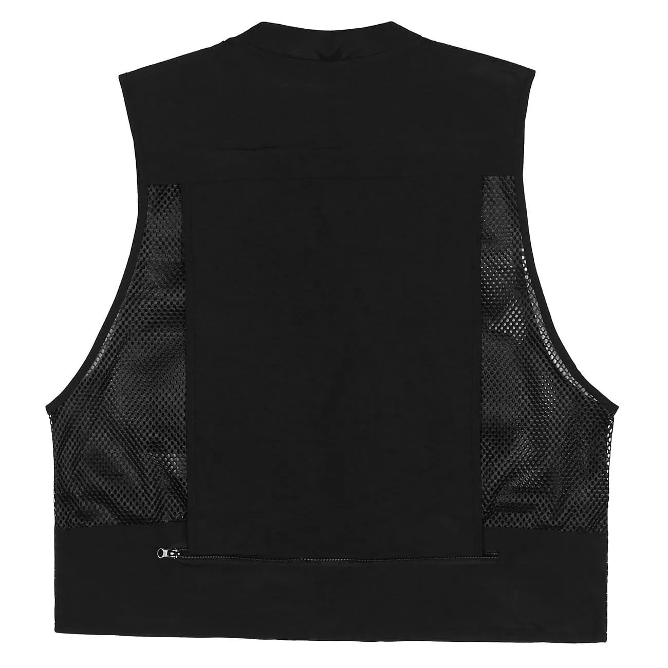 WLS Function Grid Patchwork Multi Pockets Cardigan Jacket Vest