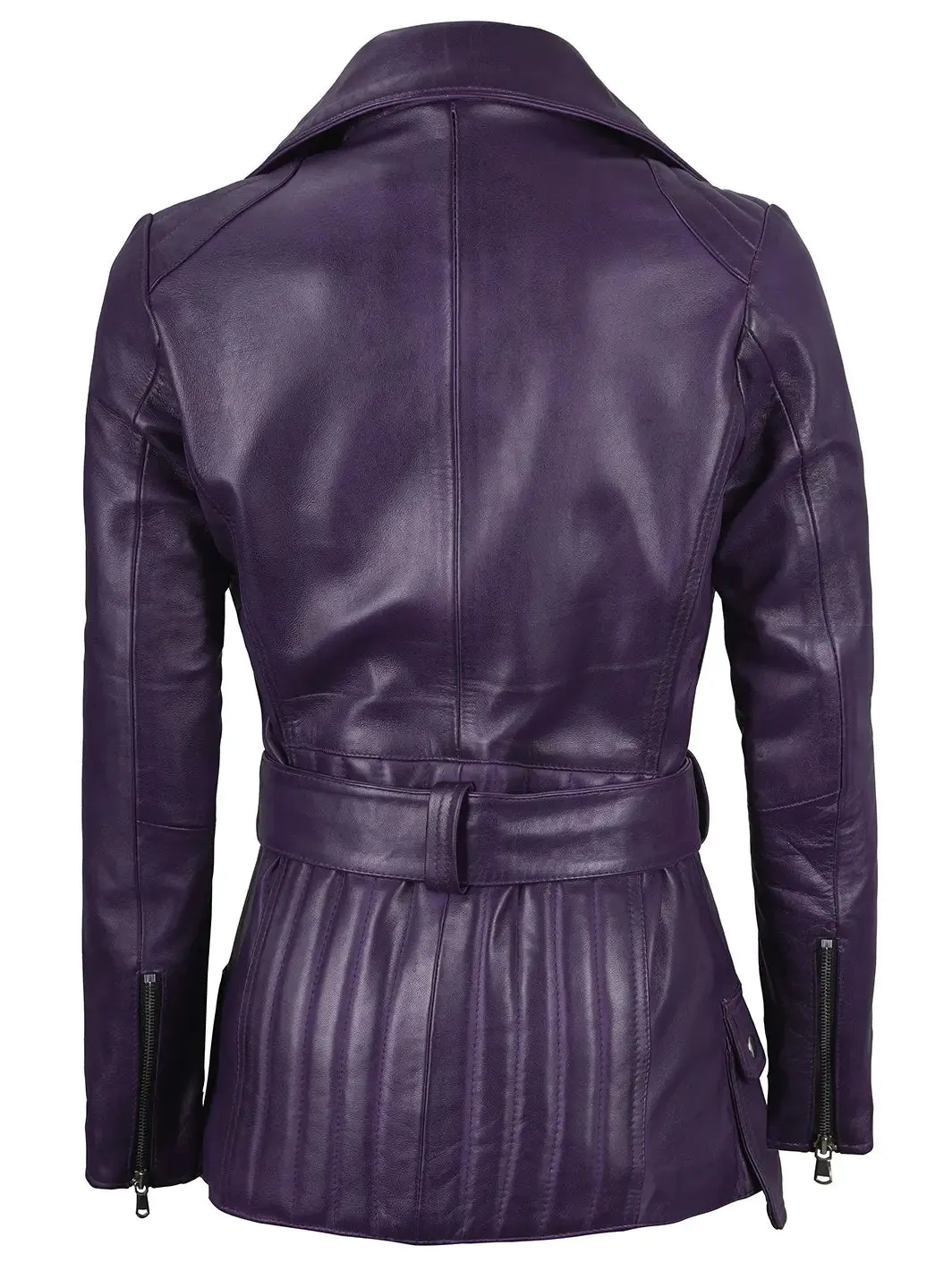 Women Purple Leather Biker Jacket Women