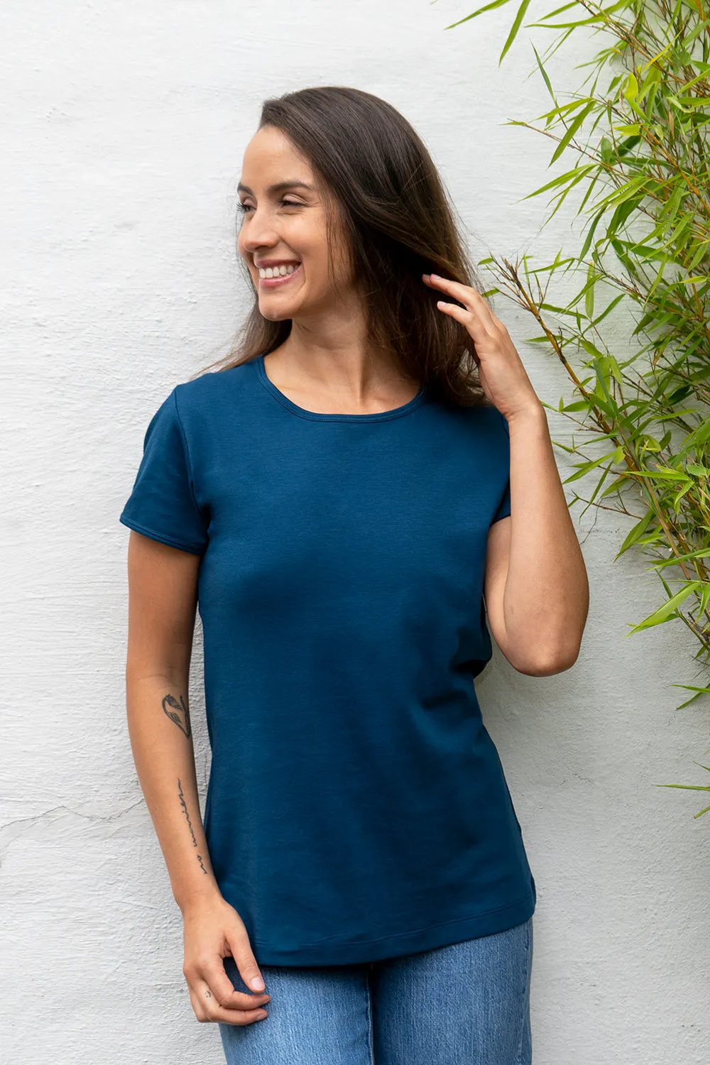 Women's Luxe 100% Organic Cotton Jewel Neck Tee